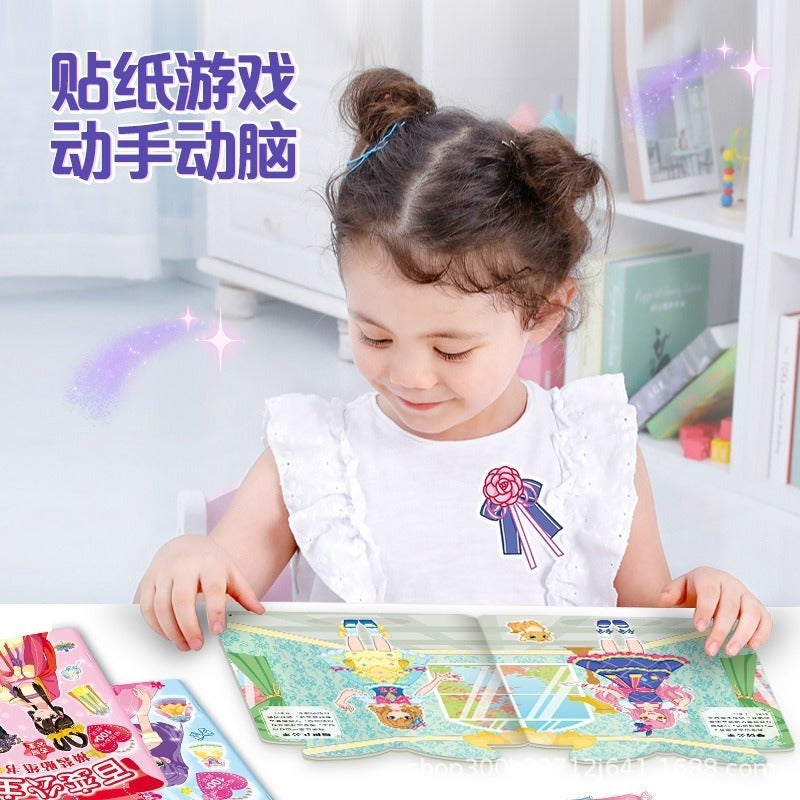 كتاب ملصقات تنكر الأميرة للأطفال البنات، كتاب هادئ مع ملصقات لاصقة، مجموعة ألعاب تعليمية - Image 3